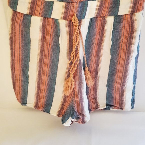 Crystal Sky White and Multi Colored Stripped Halter Back Zip-Up Romper Size S - Picture 3 of 16